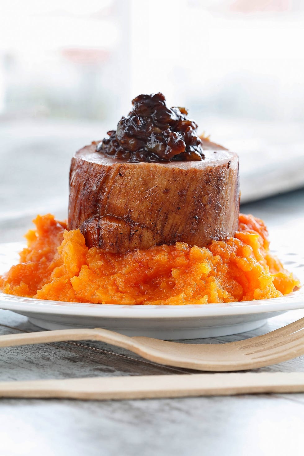 solomillo con puré de batata