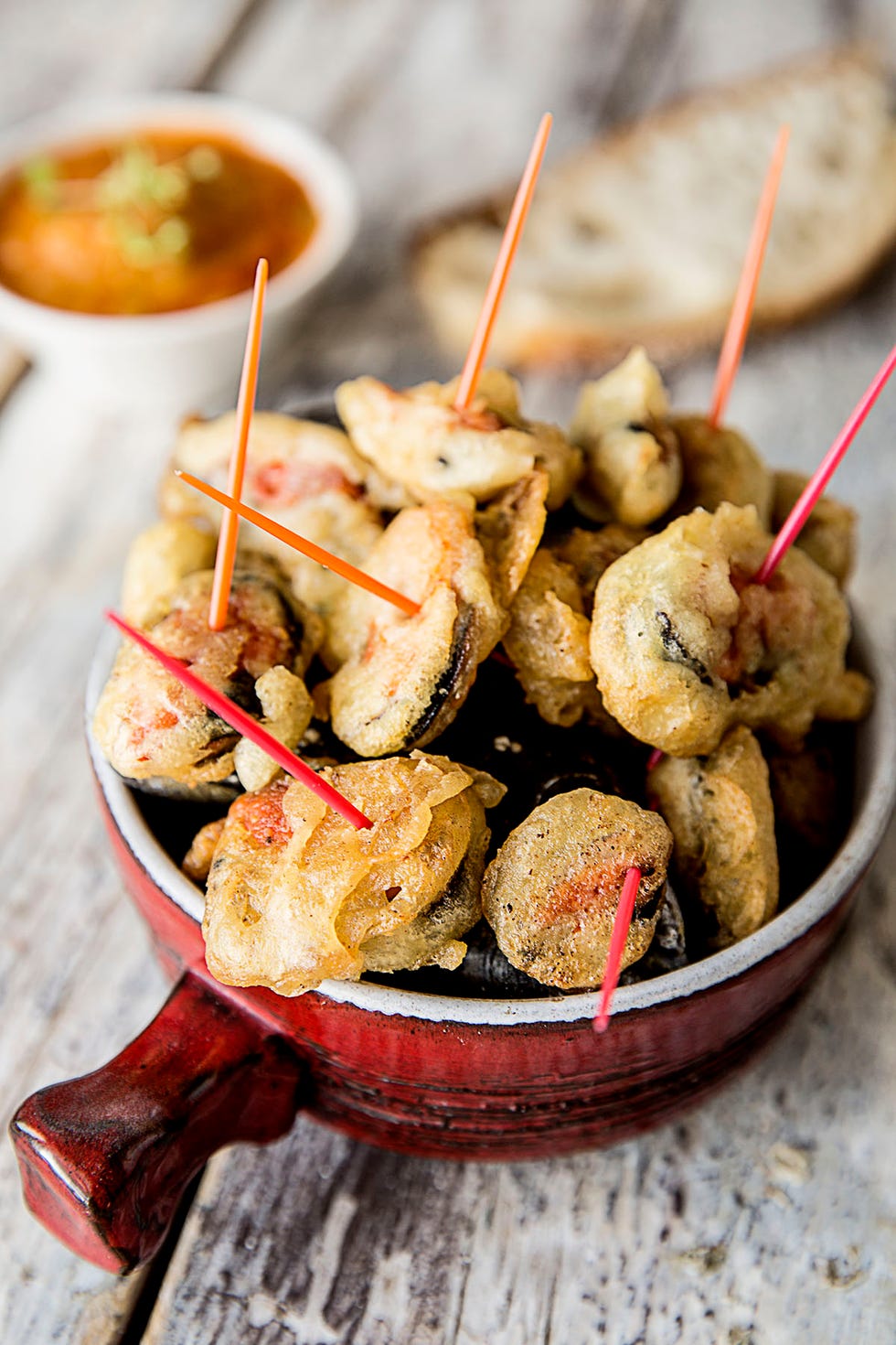 receta picante buñuelos de mejillones
