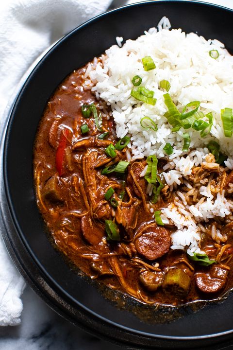 chicken and sausage gumbo with rice