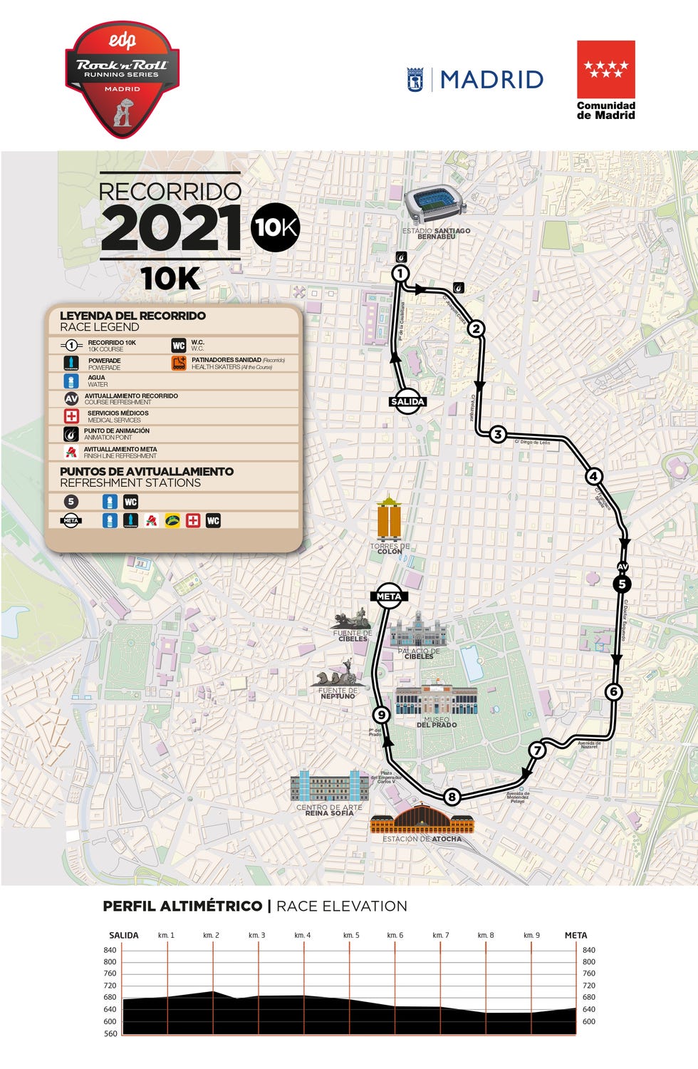 ﻿recorrido de la carrera de 10 kilómetros del rock and roll running series de madrid
