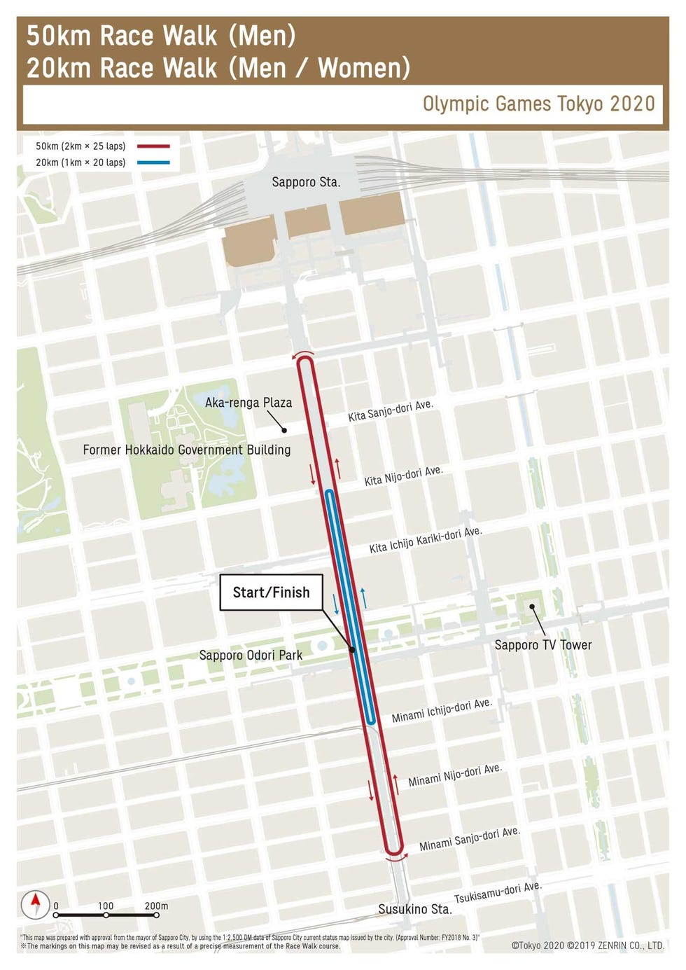 Recorrido de 20 y 50 kilómetros marcha.