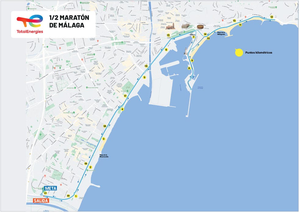 recorrido del medio maratón de málaga 2024