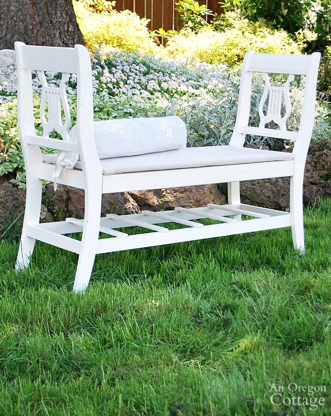 recycled chairs french style backyard bench