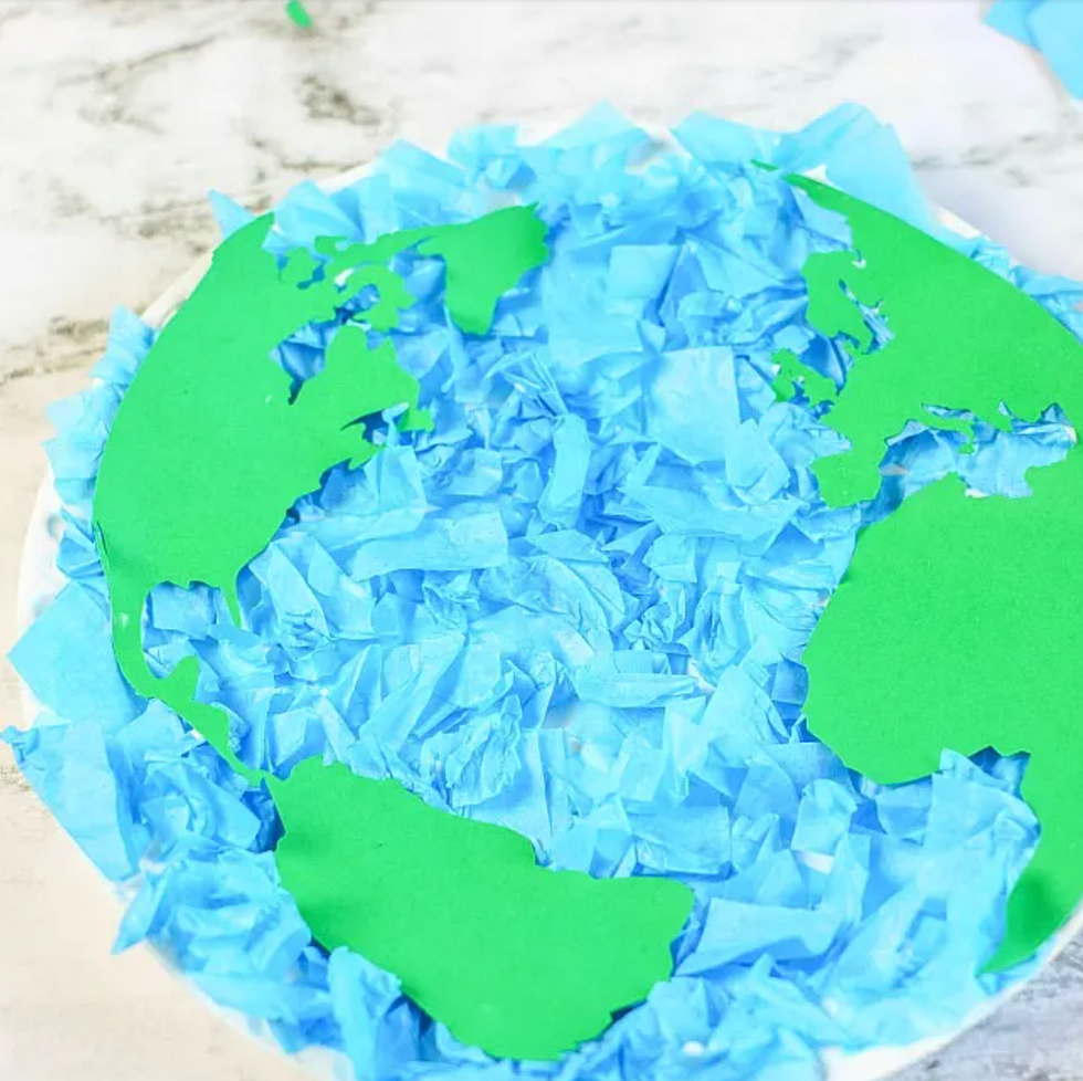 recycled crafts for kids tissue paper planet earth