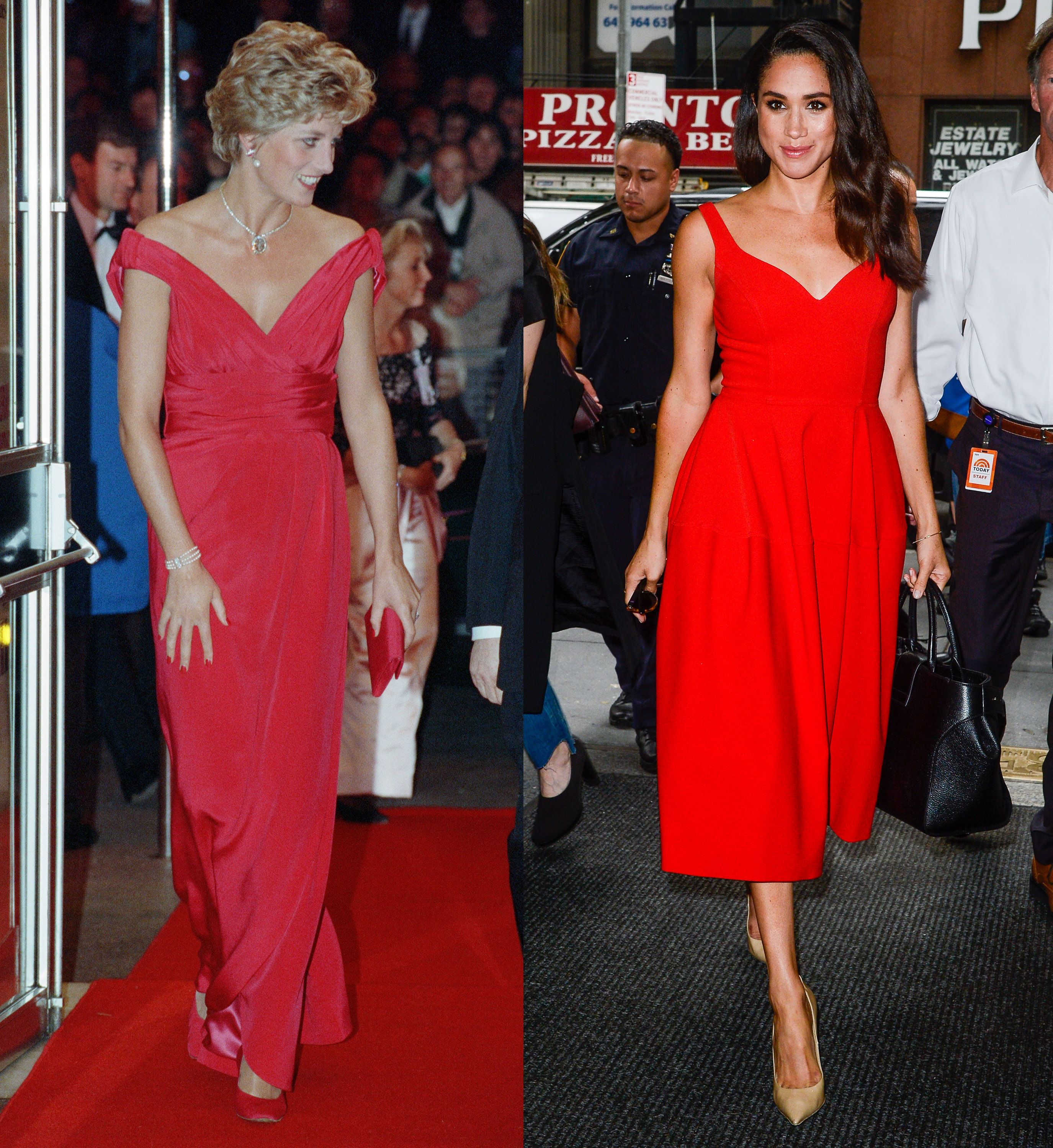 Meghan Markle & Princess Diana's off-the-shoulder dresses compared