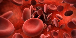 red blood cells clotting in vein