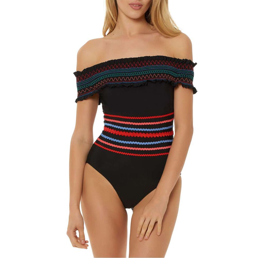 red carter smocked one piece swimsuit