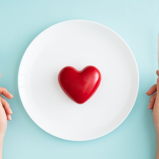 red heart on white plate