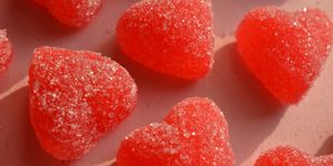red jelly hearts sugar coated candy