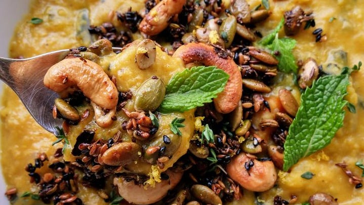Video player poster image preview for Spice Up Your World With Curried Red Lentil Soup And Crunchy Cashews