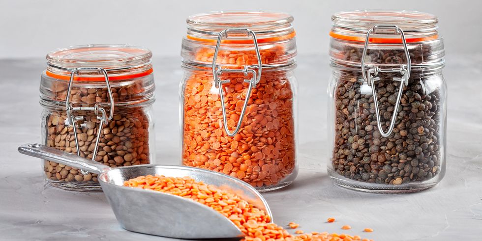 red lentils rich in fiber and protein healthy food concept,romania