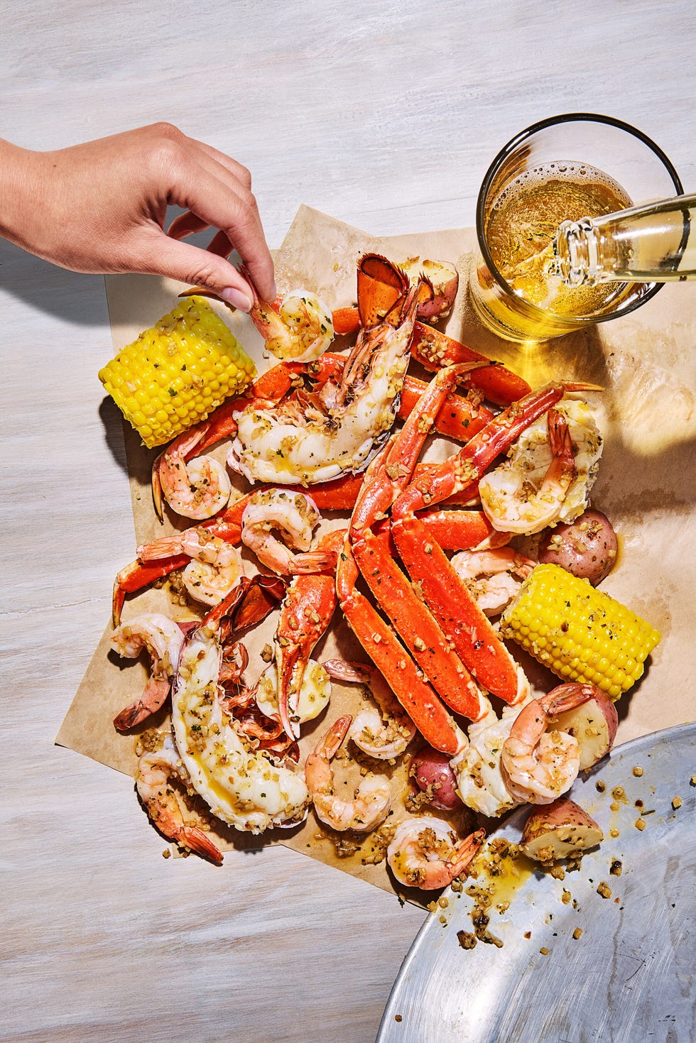 seafood boil on table