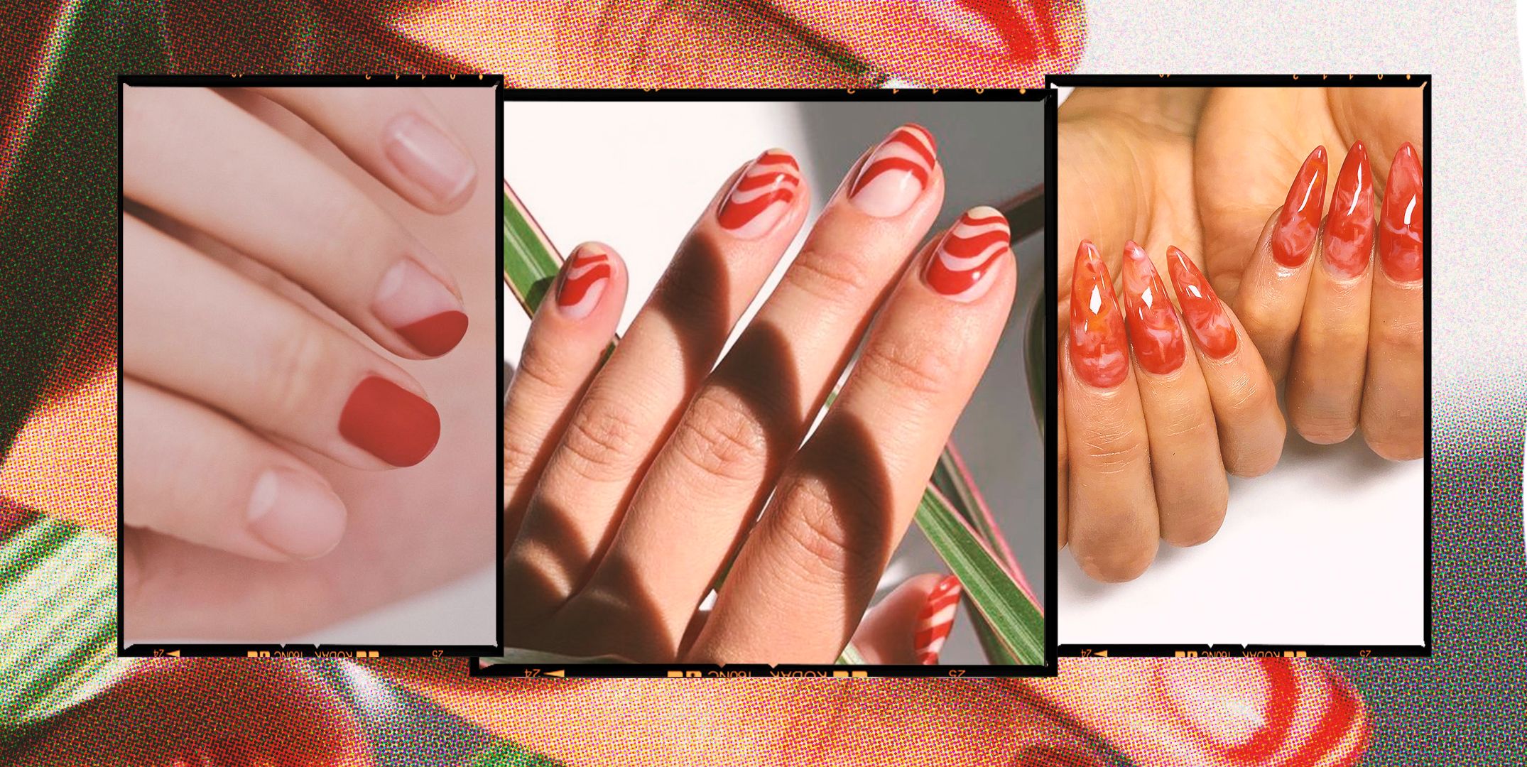 Petals and polish: red nails with floral design : r/NailArt