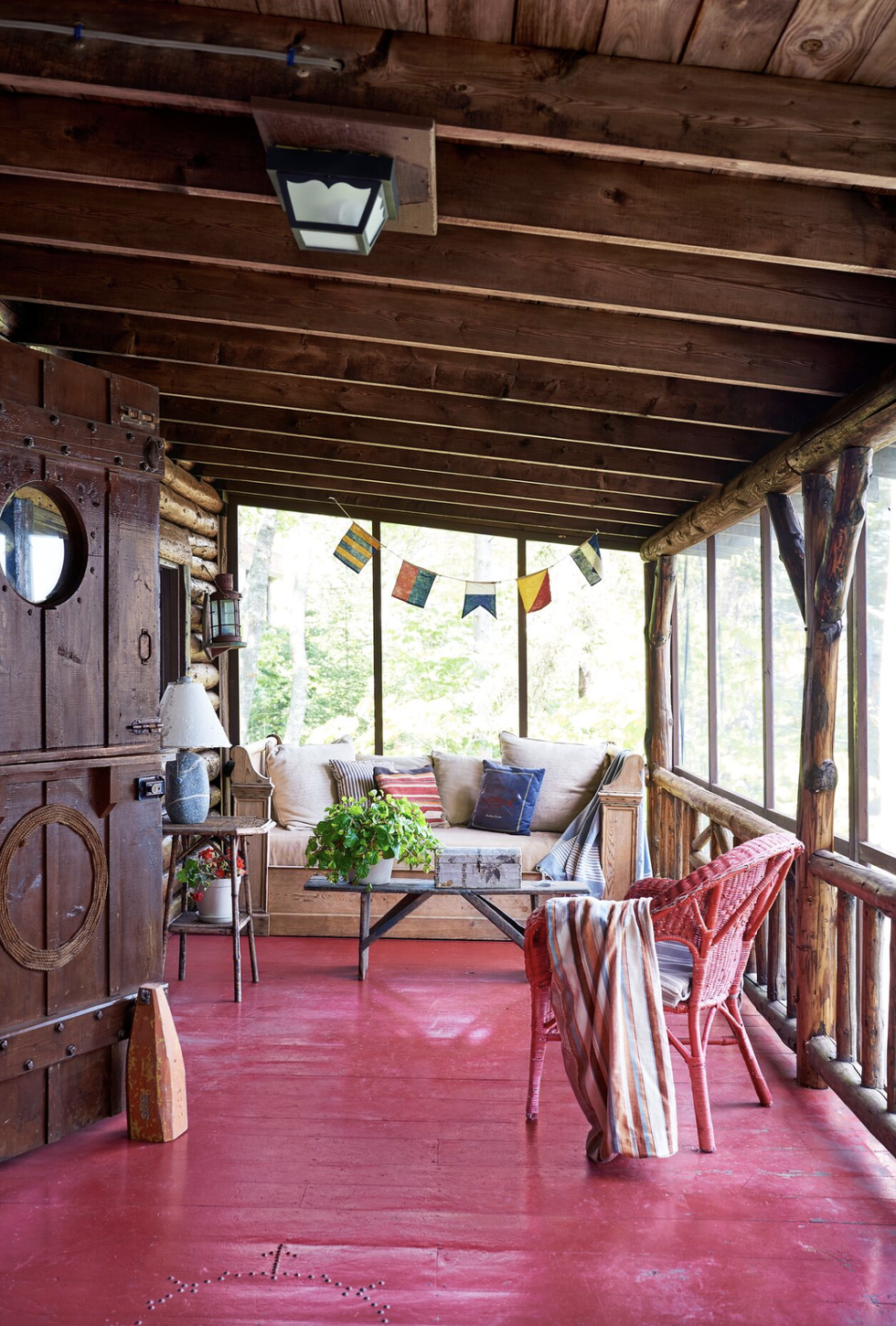 porch with redpainted floor