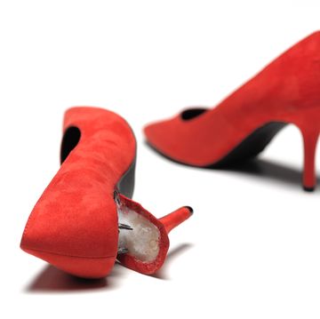 red stiletto broken heel