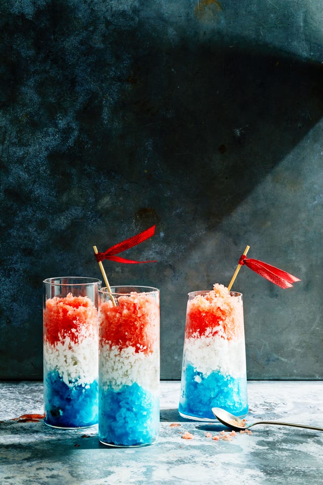 red, white and blue granitas