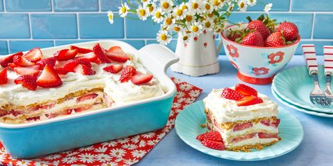 red white and blue dessert strawberry icebox cake