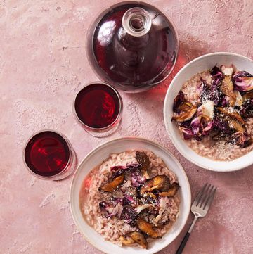 red wine risotto with mushrooms and radicchio