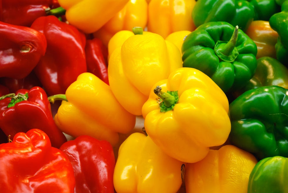 red, yellow and green bell peppers