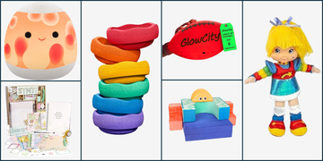 a collection of colorful toys