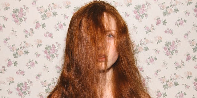 Hair, Face, Hairstyle, Long hair, Chin, Brown hair, Hair coloring, Head, Nose, Forehead, 