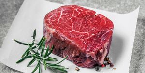 Dish, Food, Red meat, Flat iron steak, Cuisine, Rib eye steak, Beef, Beef tenderloin, Venison, Steak, 