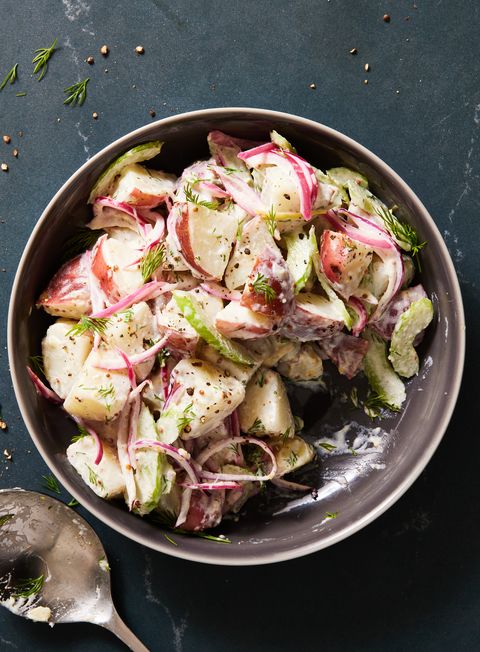 red potato salad with celery and red onion