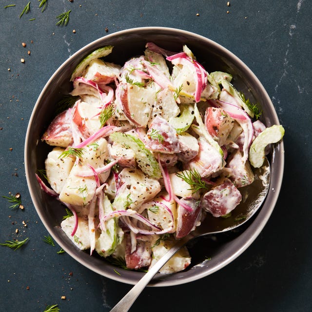 red potato salad with celery and red onion