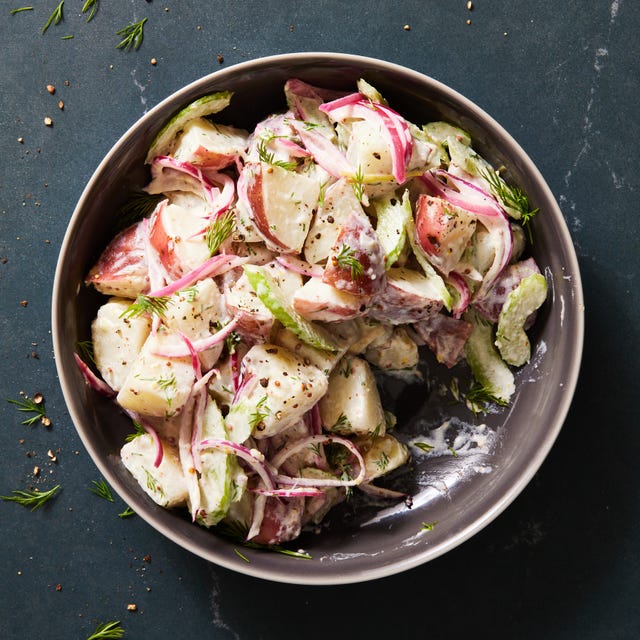 red potato salad with celery and red onion