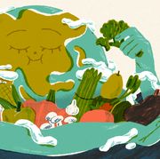 illustration of planet earth eating a health diet