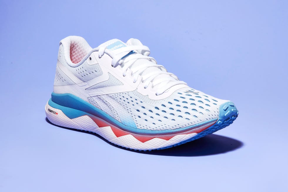 Shoe, Footwear, Outdoor shoe, Running shoe, White, Blue, Walking shoe, Product, Sneakers, Tennis shoe, 