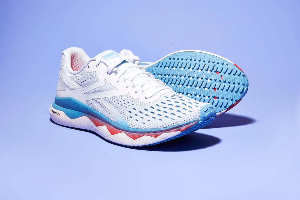 Footwear, Outdoor shoe, Shoe, White, Running shoe, Walking shoe, Tennis shoe, Blue, Sneakers, Cross training shoe, 