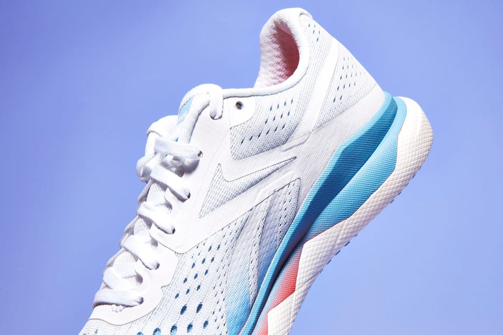 Shoe, Footwear, White, Blue, Running shoe, Outdoor shoe, Walking shoe, Nike free, Sneakers, Athletic shoe, 