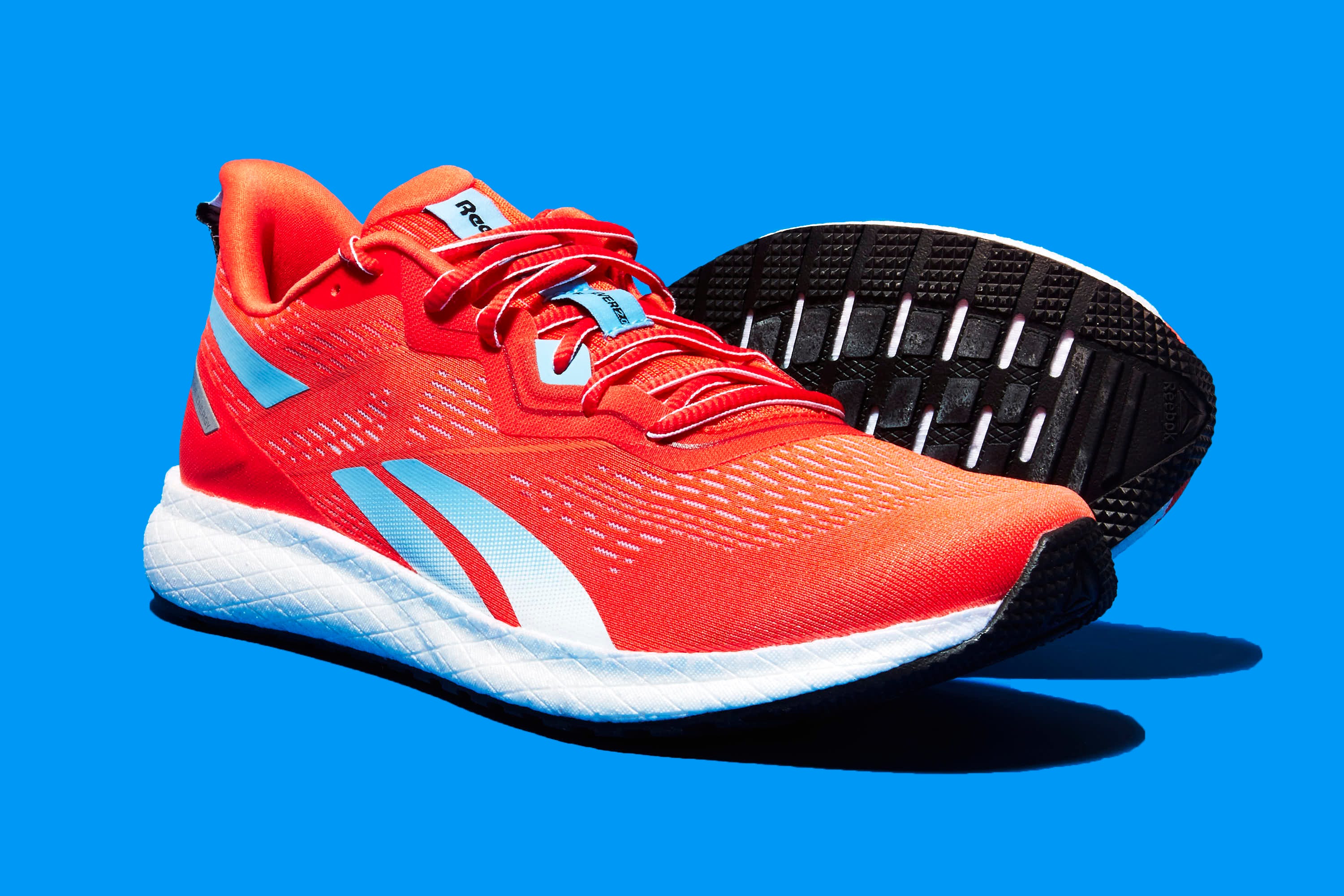 Shoe, Footwear, Sneakers, Red, Orange, Running shoe, Walking shoe, Blue, Outdoor shoe, Carmine, 