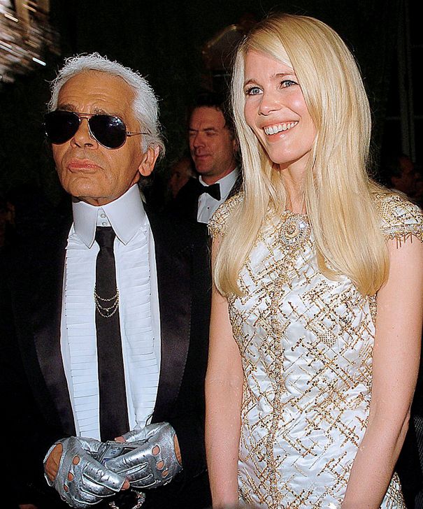 karl lagerfeld and claudia schiffer during marie claire's iv fashion prizes party november 22, 2006 at residence of the french ambassador in madrid, spain photo by eduardo parrafilmmagic