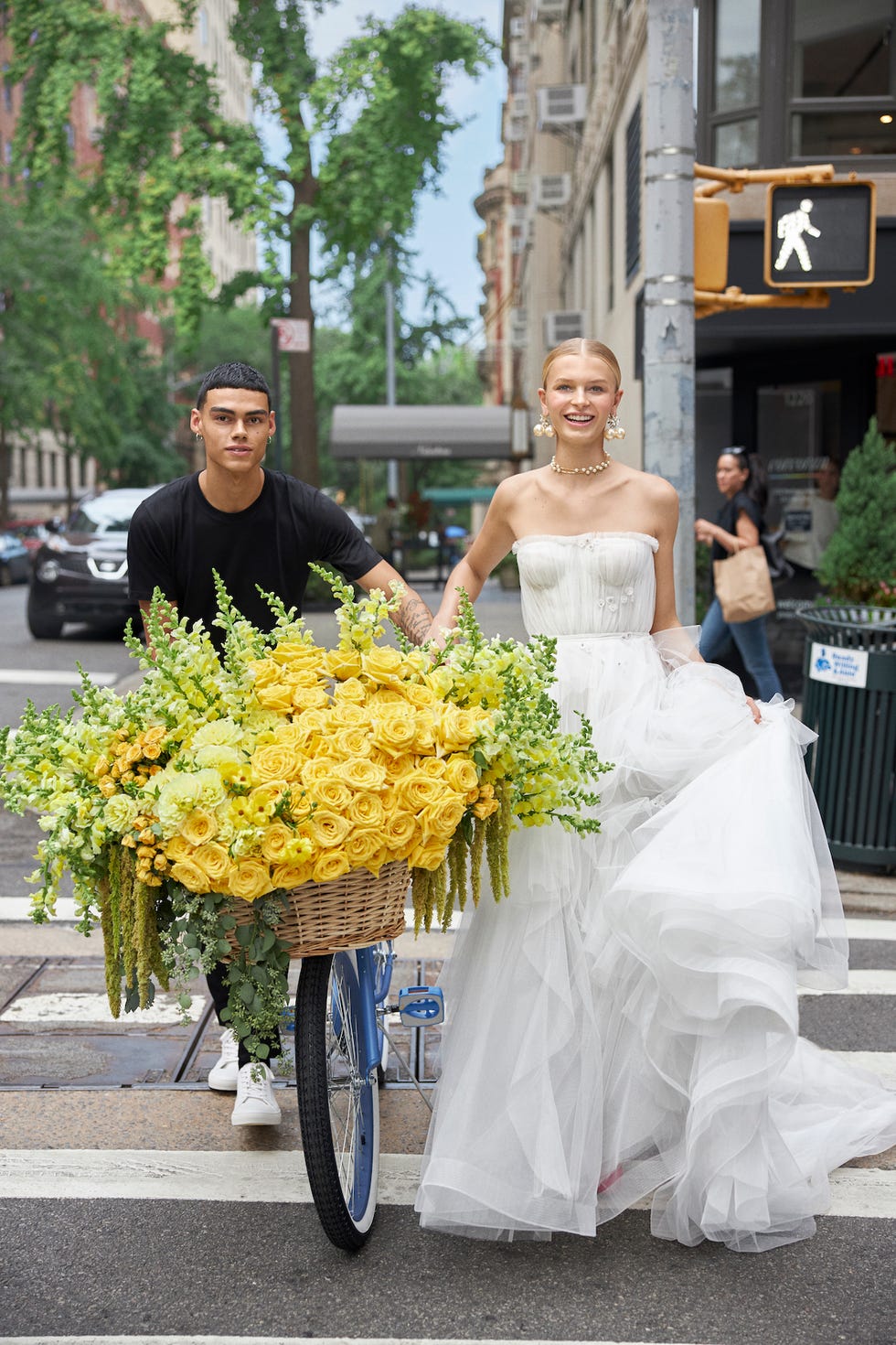 Photograph, Wedding dress, Bride, Dress, Yellow, Bridal clothing, Gown, Ceremony, Marriage, Wedding, 