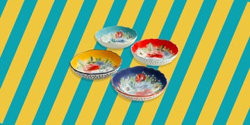 a group of bowls with food in them