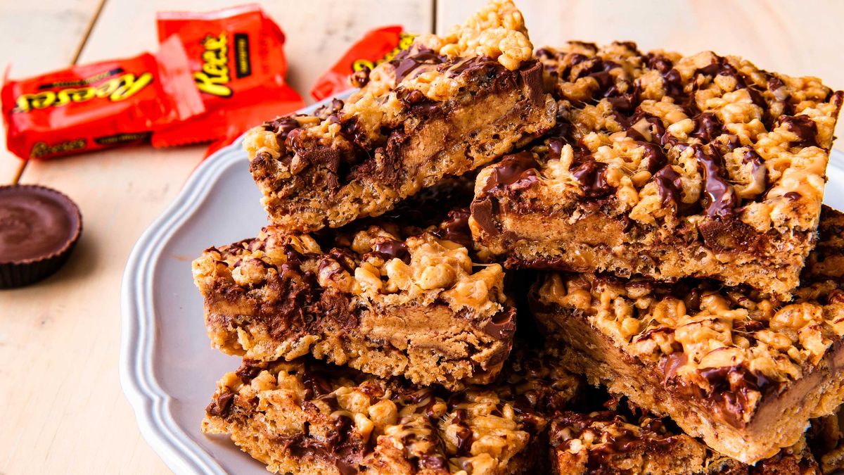 preview for People Are Losing Their Minds Over Reese's Stuffed Rice Krispies Treats