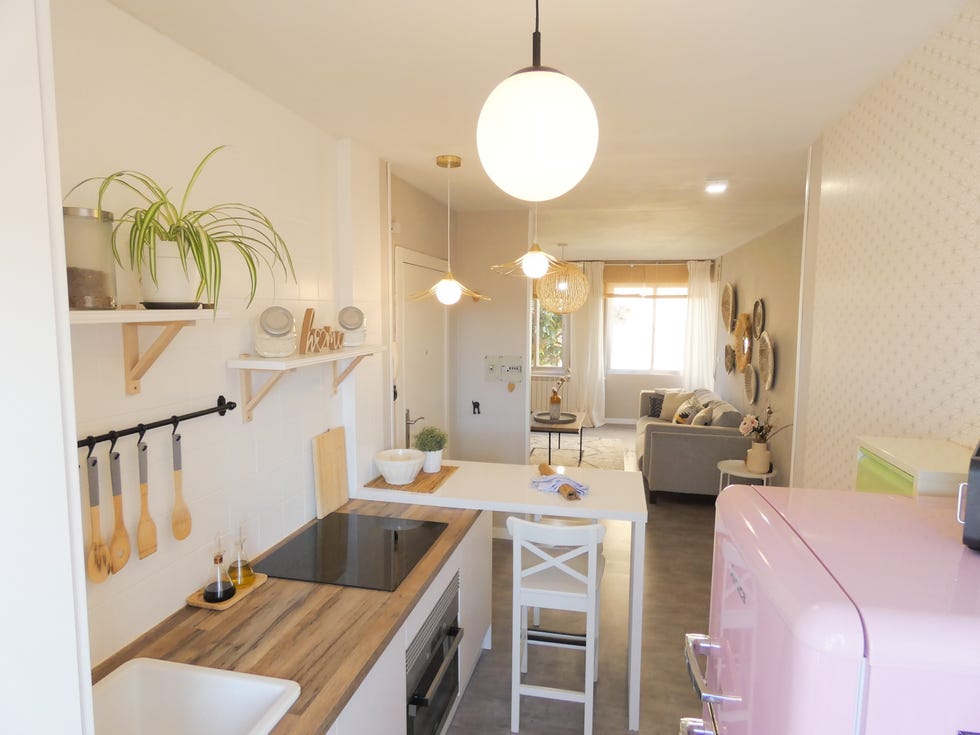 Cocina de estilo retro y moderno