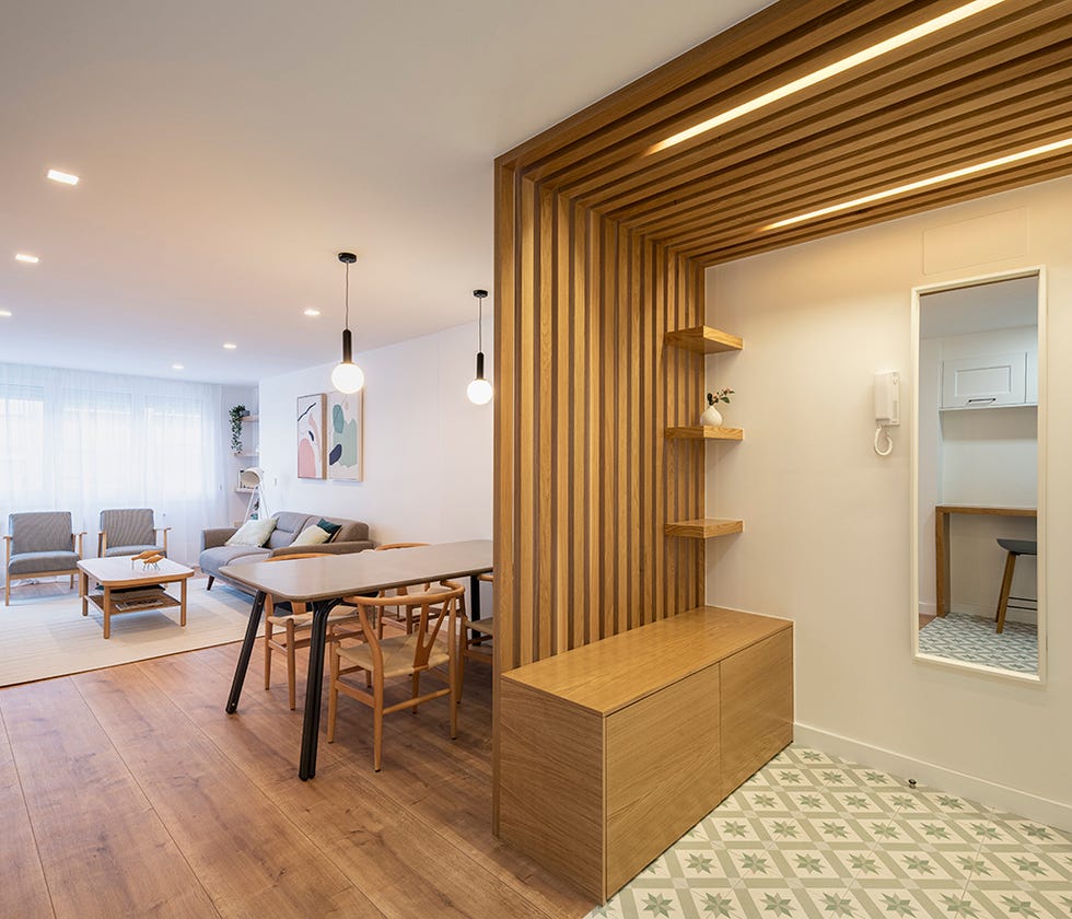 espacio abierto de recibidor comedor salón de estilo contemporáneo