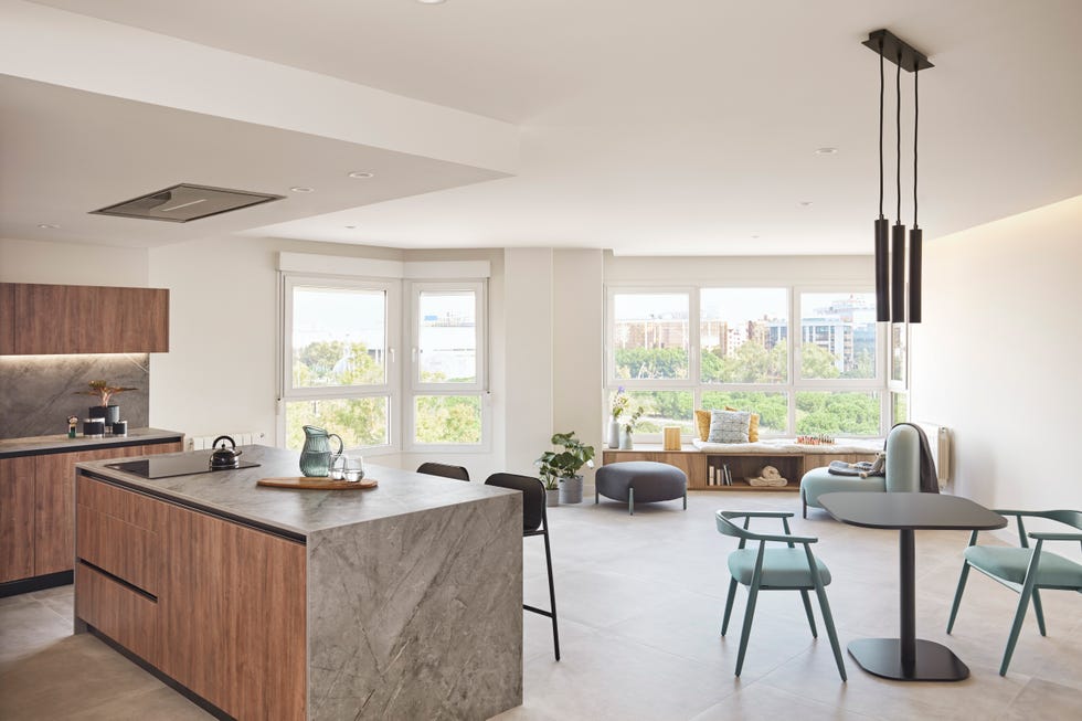 salón cocina comedor de diseño contemporáneo