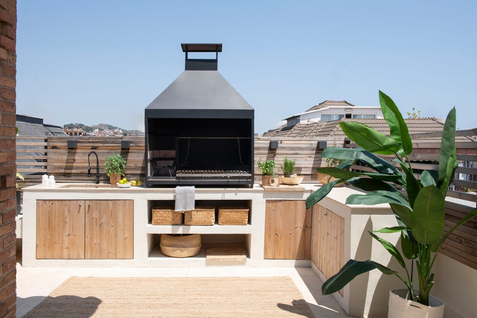 terraza con barbacoa