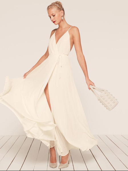 Clothing, Dress, Fashion model, Gown, White, Wedding dress, Bridal party dress, Shoulder, A-line, Bridal clothing, 
