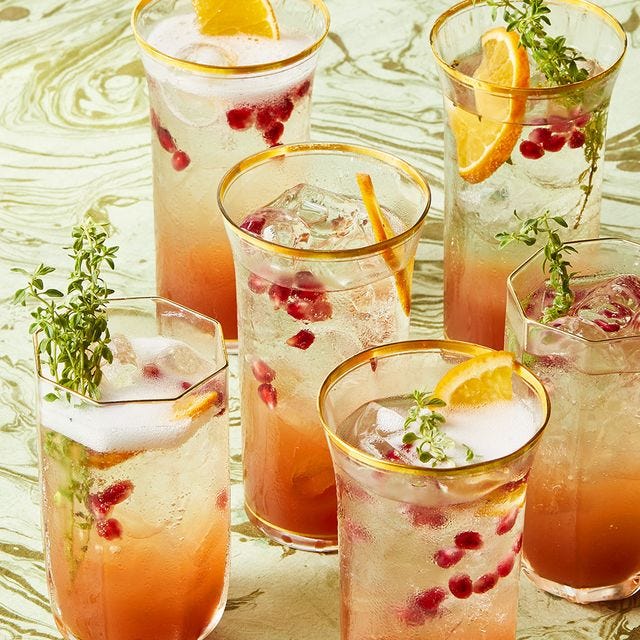 refreshing summer drinks pomegranate thyme spritz