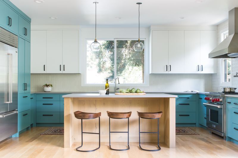 Teal kitchen in duplex - Traditional - Kitchen - San Francisco