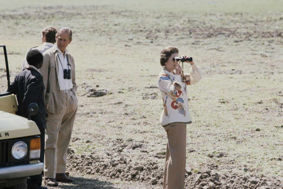 queen elizabeth ii and prince philip on safari during their state visit to zambia, 1979 photo by serge lemoinegetty images