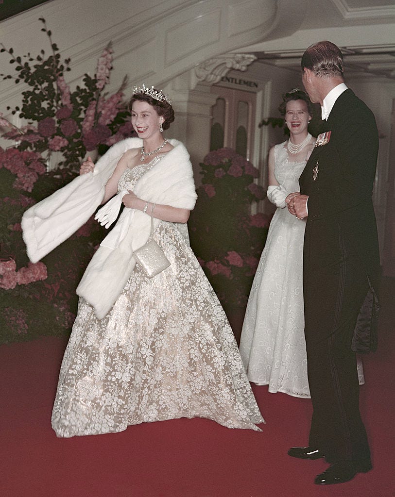 queen elizabeth ii and prince philip leave a banquet during their commonwealth visit to australia, 1954 photo by fox photoshulton archivegetty images