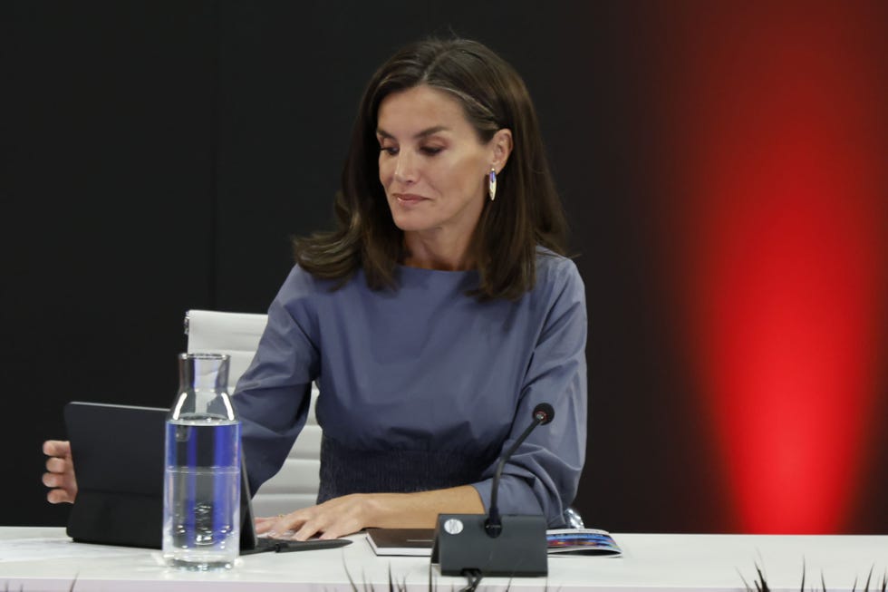 letizia con vestido gris de adolfo domínguez