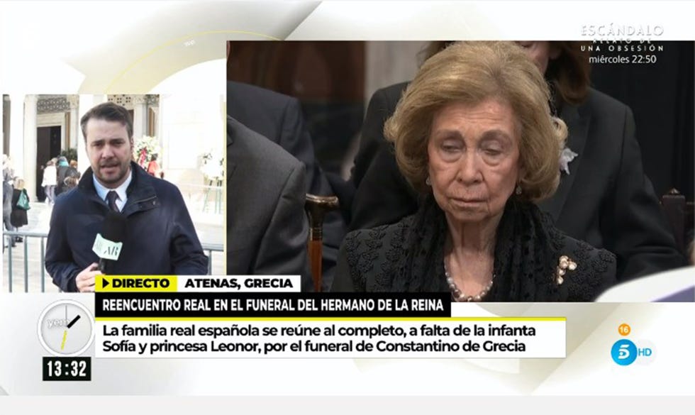 la reina sofía llora en el funeral de su hermano, constantino de grecia