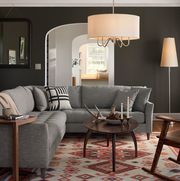 Living room, Furniture, Room, Lampshade, Interior design, Lighting accessory, Lighting, Light fixture, Lamp, Floor, 